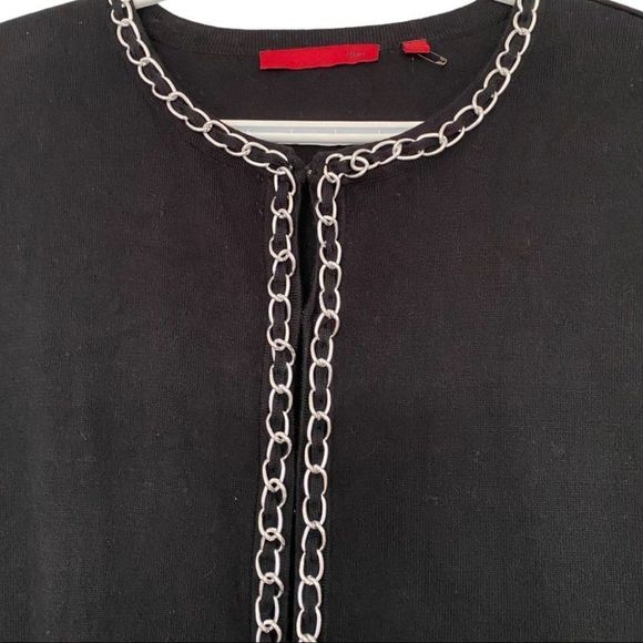 Chain trimmed cartigan in black 3/4 sleeve M VEUC - Picture 2 of 9